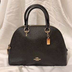 Coach Katy Pebbled Leather Dome Satchel Black Bag